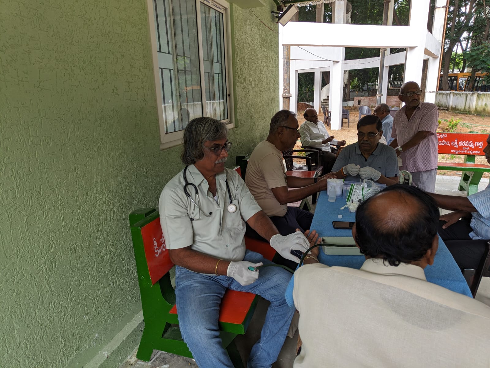 Checking Blood Pressure in the medical camp on 15-10- 2024